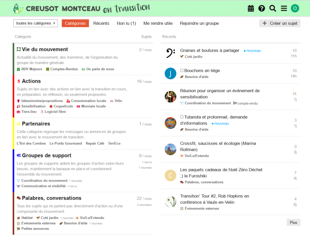 Image de l'interface du forum